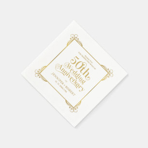 50. Hochzeitstag Gold Typografie Rahmen Serviette