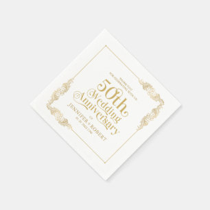 50. Hochzeitstag Gold Typografie Serviette