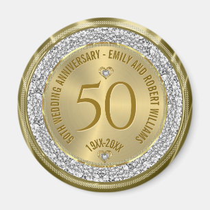 50. Hochzeitstag Gold White Diamonds Magnet
