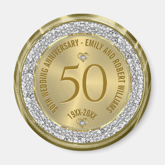50. Hochzeitstag Gold White Diamonds Magnet