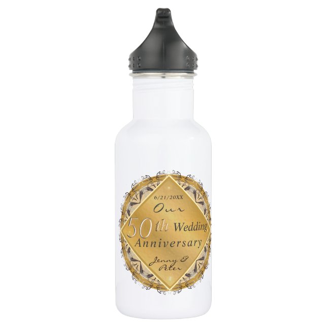 50. Hochzeitstag Golden   Edelstahlflasche (Rechts)