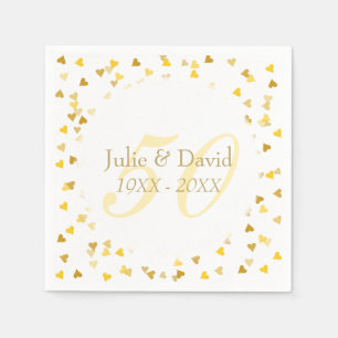 50. Hochzeitstag Golden Hearts Konfetti Serviette