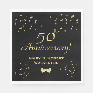 50. Hochzeitstag - Golden Hearts Servietten