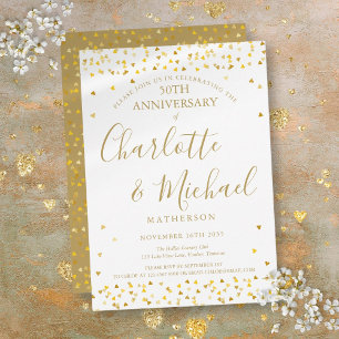 50. Hochzeitstag Golden Hearts Signature Einladung