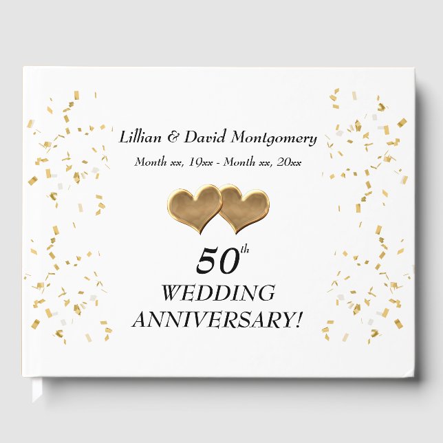 50. Hochzeitstag, Golden, Paarnamen Gästebuch (Vorderseite)