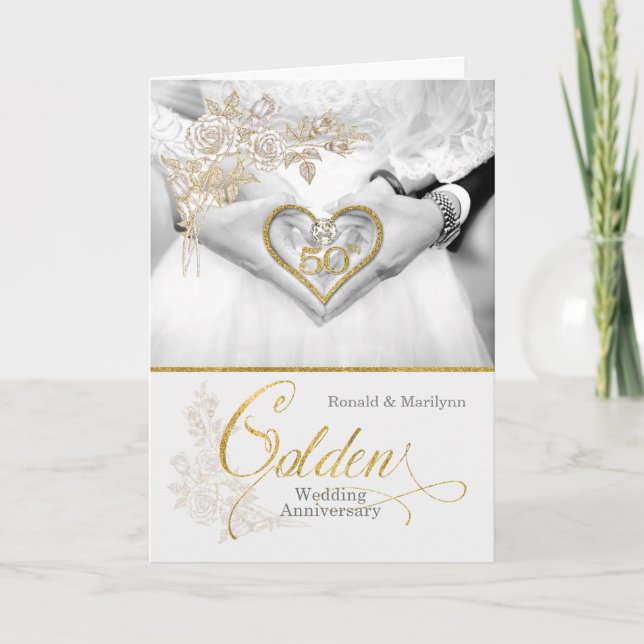 50. Hochzeitstag Goldene Jahre Karte (Vorderseite)