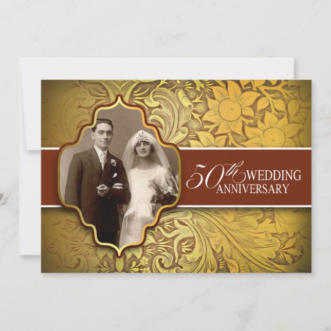 50. Hochzeitstag Goldenes Foto Einladungen (Vorderseite)