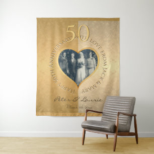 50. Hochzeitstag, Goldenes Foto Wandteppich