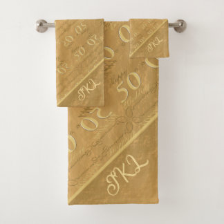 50. Hochzeitstag Goldenes Ockertuch Badhandtuch Set