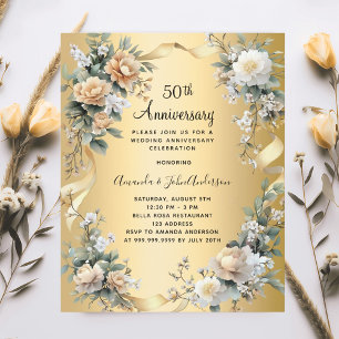 50. Hochzeitstag Goldfloralen Einladung