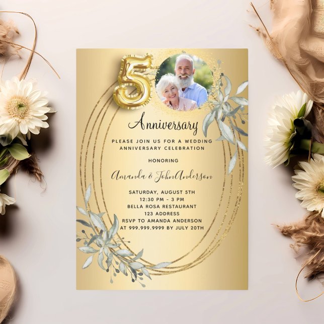 50. Hochzeitstag Goldgrün Foto Einladung (Von Creator hochgeladen)