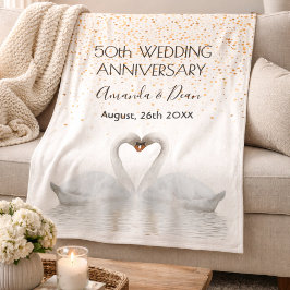 50. Hochzeitstag Goldschwäne in Liebe Fleecedecke