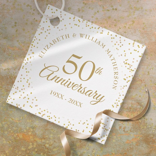 50. Hochzeitstag Goldstaub Confetti Geschenkanhänger (50th Wedding Anniversary Gold Dust Confetti Favor Tags)