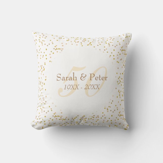 50. Hochzeitstag Goldstaub Confetti Kissen (Vorderseite)