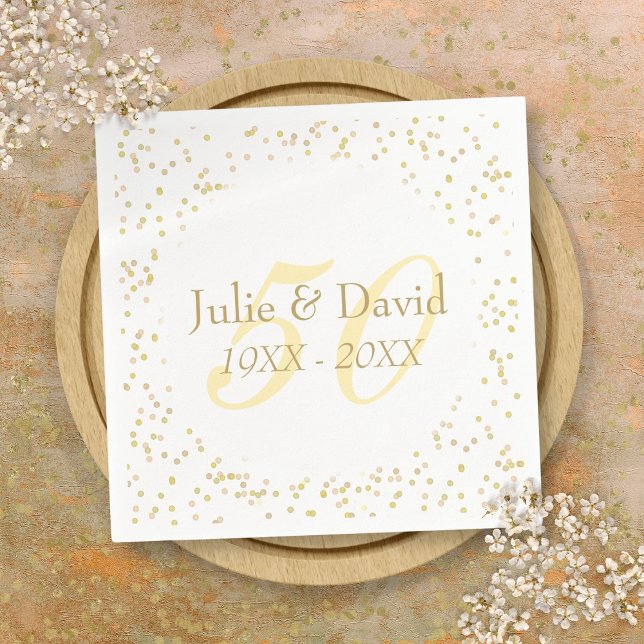 50. Hochzeitstag Goldstaub Confetti Serviette (50th Wedding Anniversary Gold Dust Confetti Napkins)
