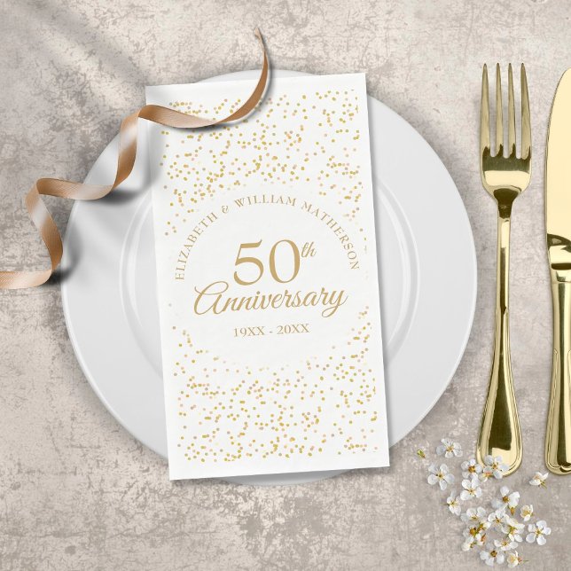 50. Hochzeitstag Goldstaub Confetti Serviette (Von Creator hochgeladen)