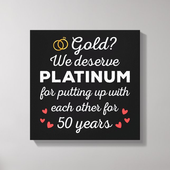50. Hochzeitstag I - Gold Funny Couple Leinwanddruck (Vorderseite)