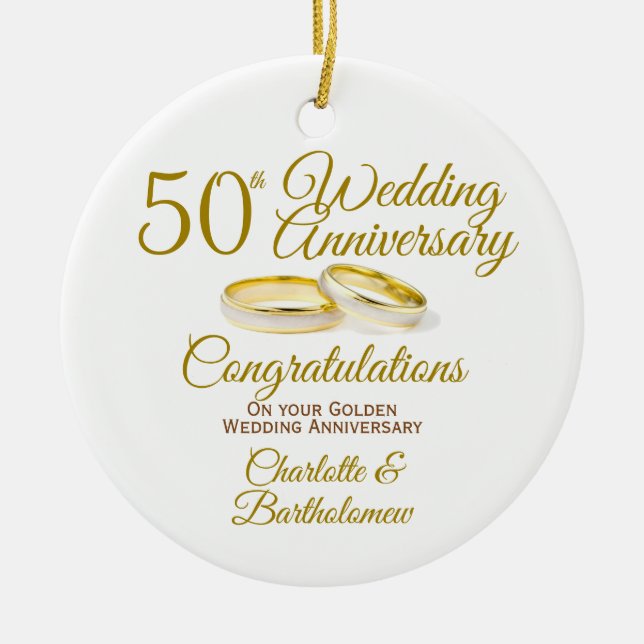 50. Hochzeitstag Keramik Ornament (Vorne)