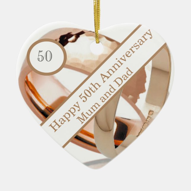 50. Hochzeitstag Keramik Ornament (Vorne)