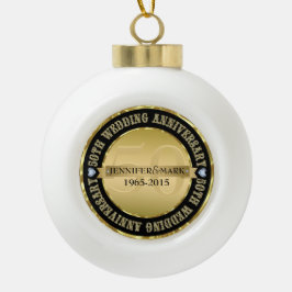 50. Hochzeitstag Metallic Gold & Black Keramik Kugel-Ornament