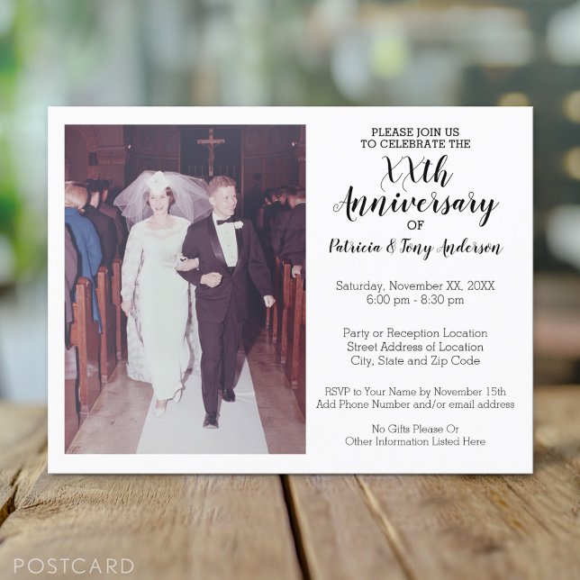50. Hochzeitstag mit Vintagem Foto Postkarte (Custom Photo Postcard for a Wedding Anniversary Invitation)