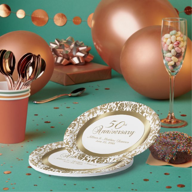 50. Hochzeitstag Pappteller (Multi)