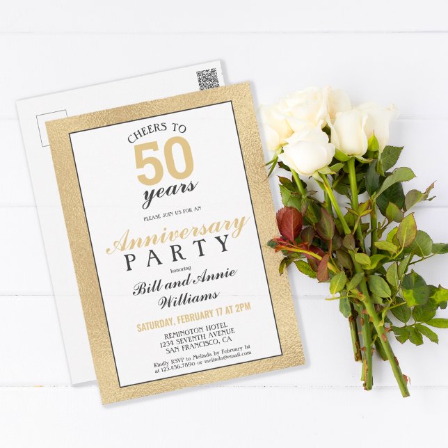 50. Hochzeitstag Party bis 50 Jahre Postkarte (Von Creator hochgeladen)