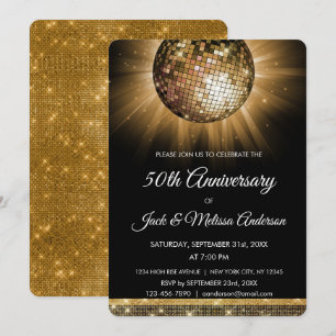 50. Hochzeitstag-Party Goldene Disco-Kugel Einladung