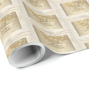 50. Hochzeitstag Perlen und Spitzen Geschenkpapier