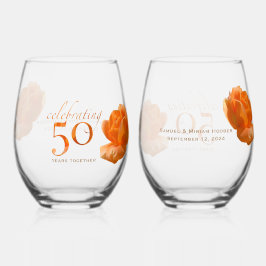 50. Hochzeitstag Pfirsichgeschenk für die Rose Weinglas Ohne Stiel