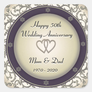 50. Hochzeitstag Quadratischer Aufkleber