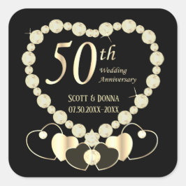 50. Hochzeitstag Quadratischer Aufkleber