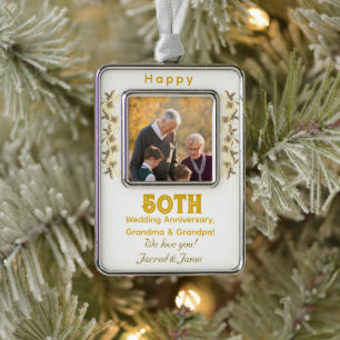 50. Hochzeitstag Rahmen-Ornament Silber