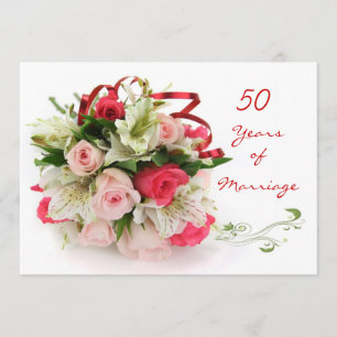 50. Hochzeitstag. Rosen und Lilien Einladung