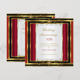 50. Hochzeitstag Rot Gold Schwarz Weiß Einladung