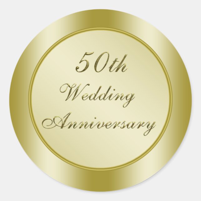 50. Hochzeitstag Runder Aufkleber (Vorderseite)