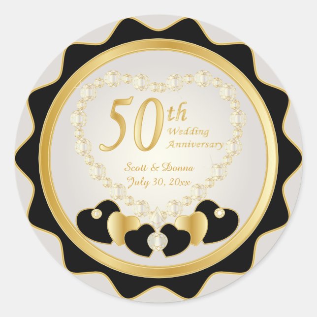 50. Hochzeitstag Runder Aufkleber (Vorderseite)