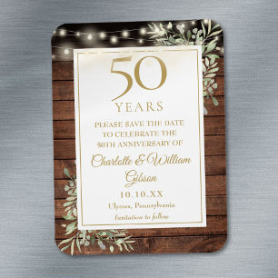50. Hochzeitstag Rustikale Holz Save The Date-Kart Magnet