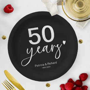 50. Hochzeitstag Schwarz-Weiß-Jubiläum Pappteller