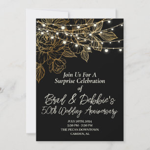 50. Hochzeitstag Schwarzes Gold Minimal Moderne Einladung