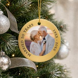 50. Hochzeitstag Silberfoto Keramik Ornament