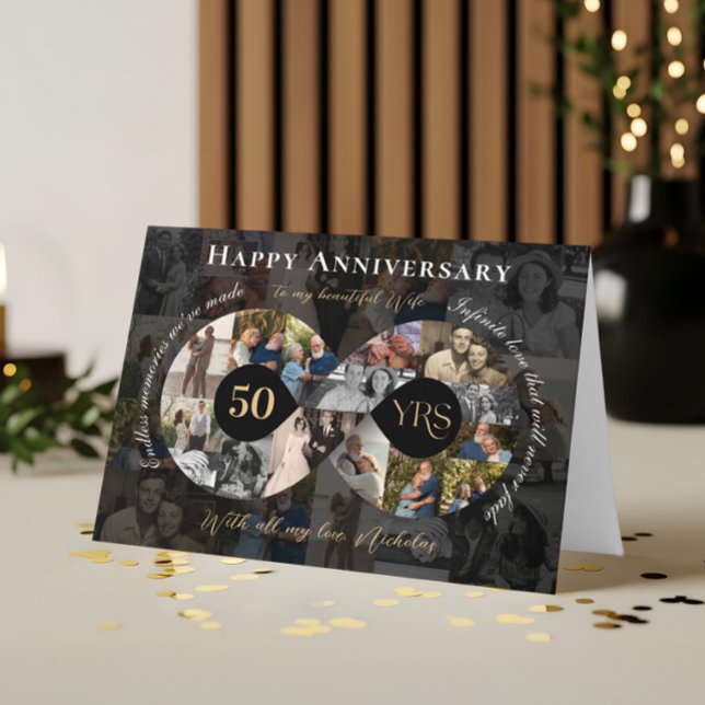 50. Hochzeitstag Unendlichkeit Foto Collage Karte (50th Wedding Anniversary Infinity Photo Collage Card)
