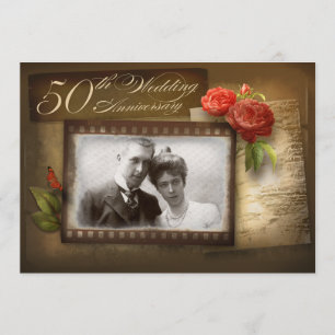 50. Hochzeitstag Vintage-Foto-Einladungen Einladung