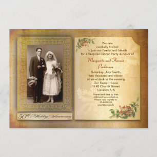 50. Hochzeitstag Vintages Foto einladen Einladung