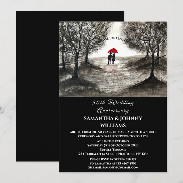 50. Hochzeitstag Winterpaarwald Einladung (Vorne/Hinten)