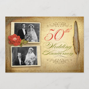 50 Hochzeitstag zwei Fotos Vintag lädt ein Einladung