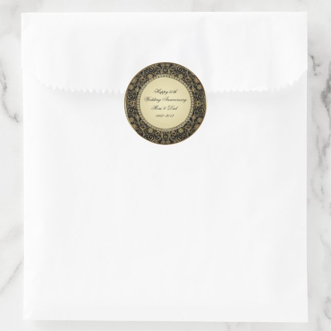 50. Hochzeitsticker Runder Aufkleber (Tasche)