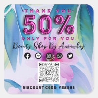 50%ige Abnahme des QR CODE Floral Tropical Pink