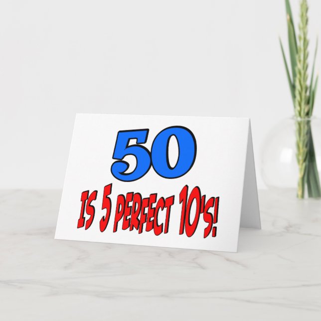 50 ist 5 perfektes 10s (BLAU) Karte (Vorderseite)