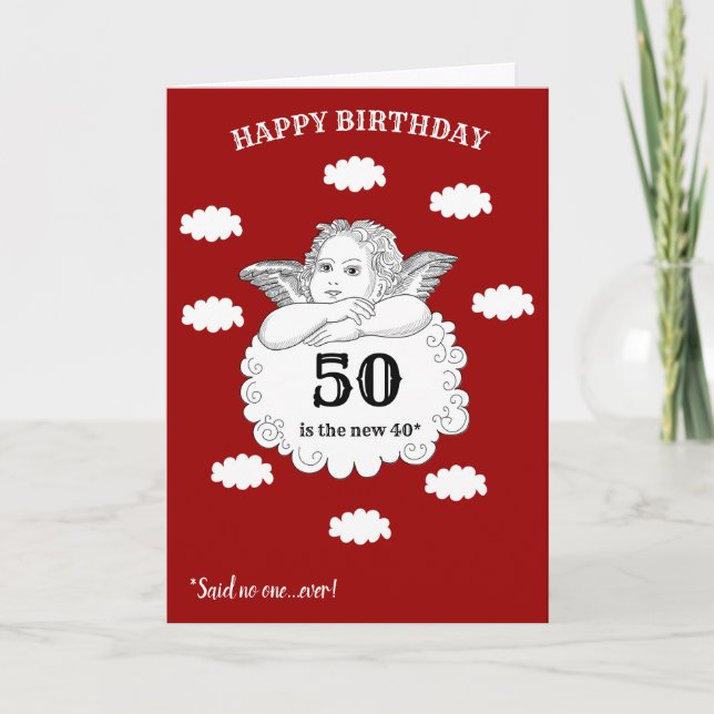 50 ist der neue 40 Cheeky Cherub lustig 50. Geburt Karte (Vorderseite)